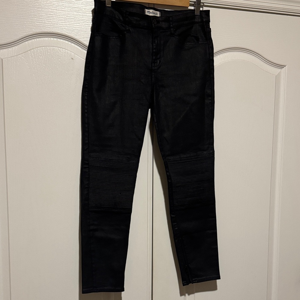 Madewell Black Wax Denim Skinny Jeans